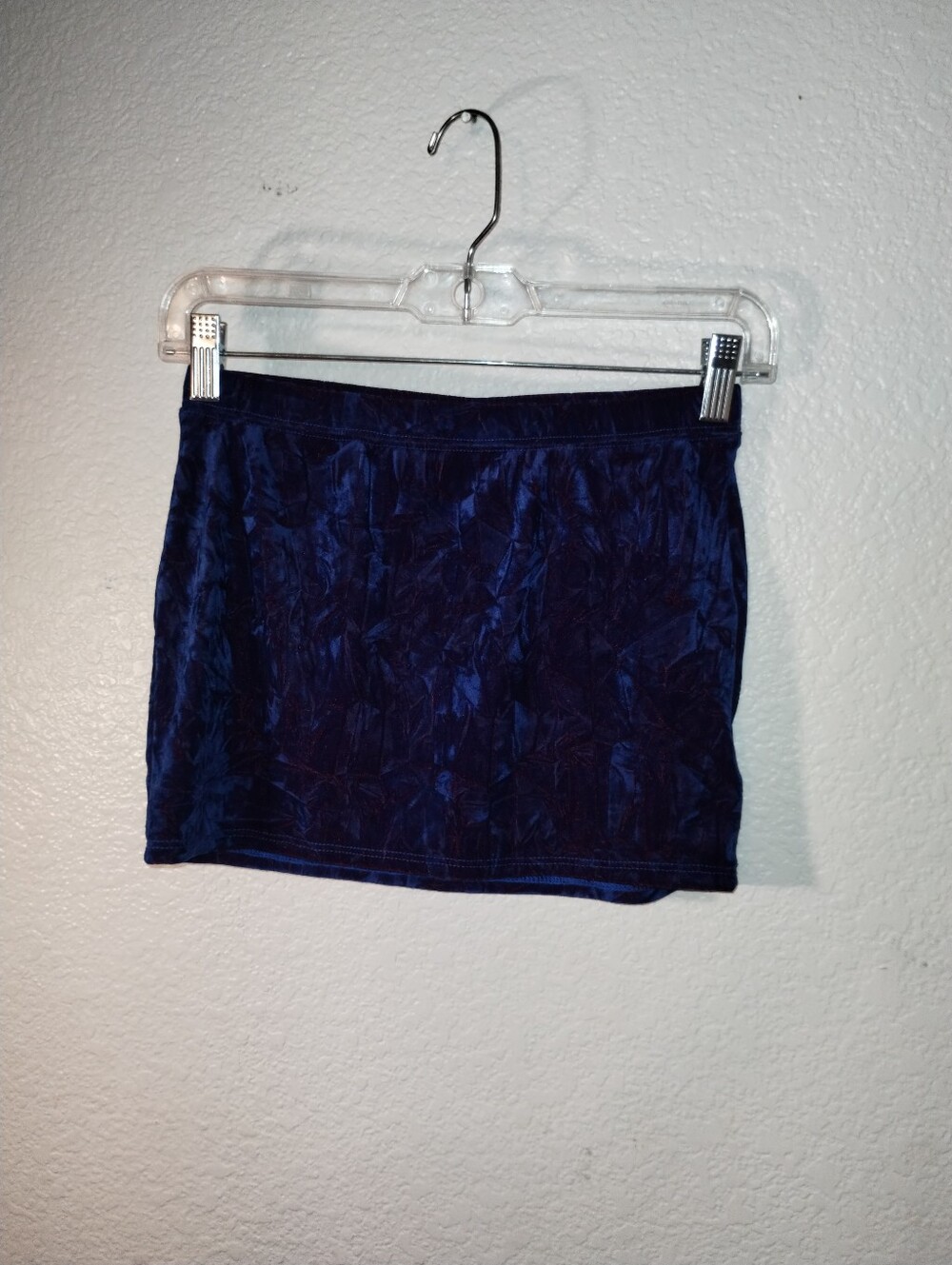 Urban Renewal Mini Skirt Blue Crushed Velvet with Red Size XS